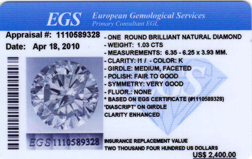 CERTIFIED 1.03ct ENGAGEMENT DIAMOND ROUND BRILLIANT CUT!!